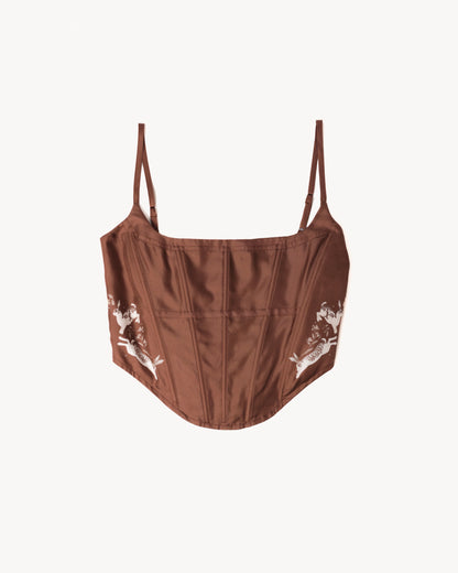 Coco Bunny, Brown Silk Satin Corset