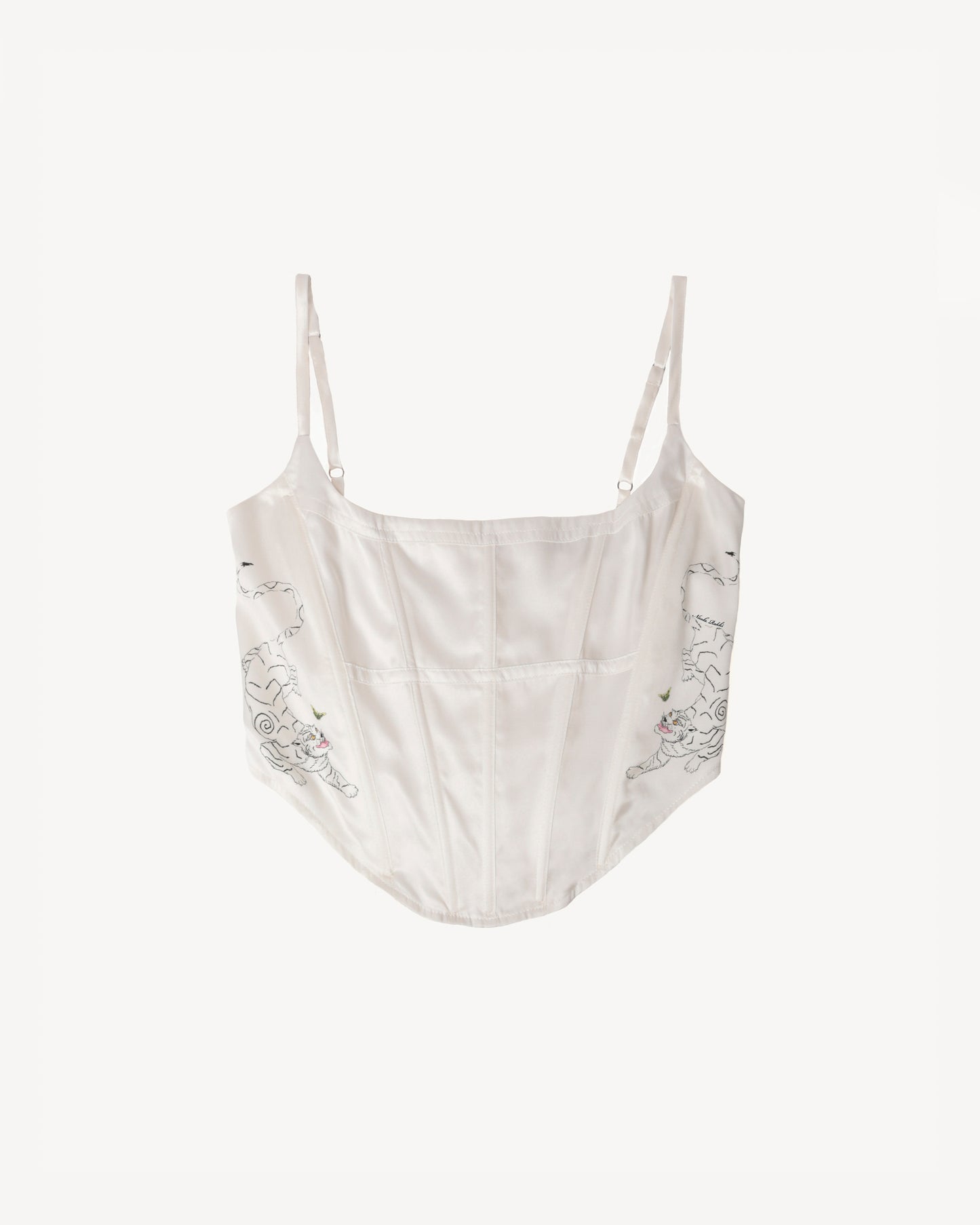 Dido & Tiger, Ivory Silk Satin Corset