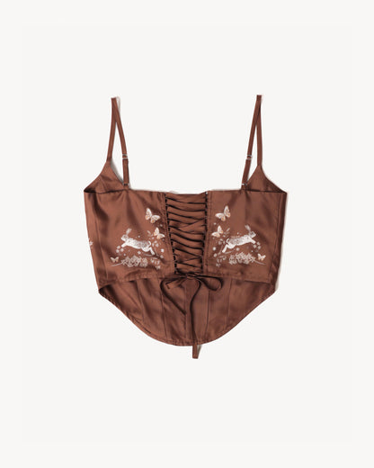 Coco Bunny, Brown Silk Satin Corset