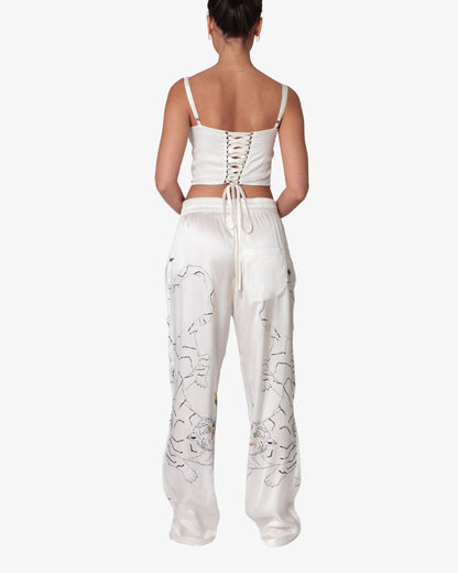 Dido & Tiger, Ivory Silk Satin Corset & Trousers