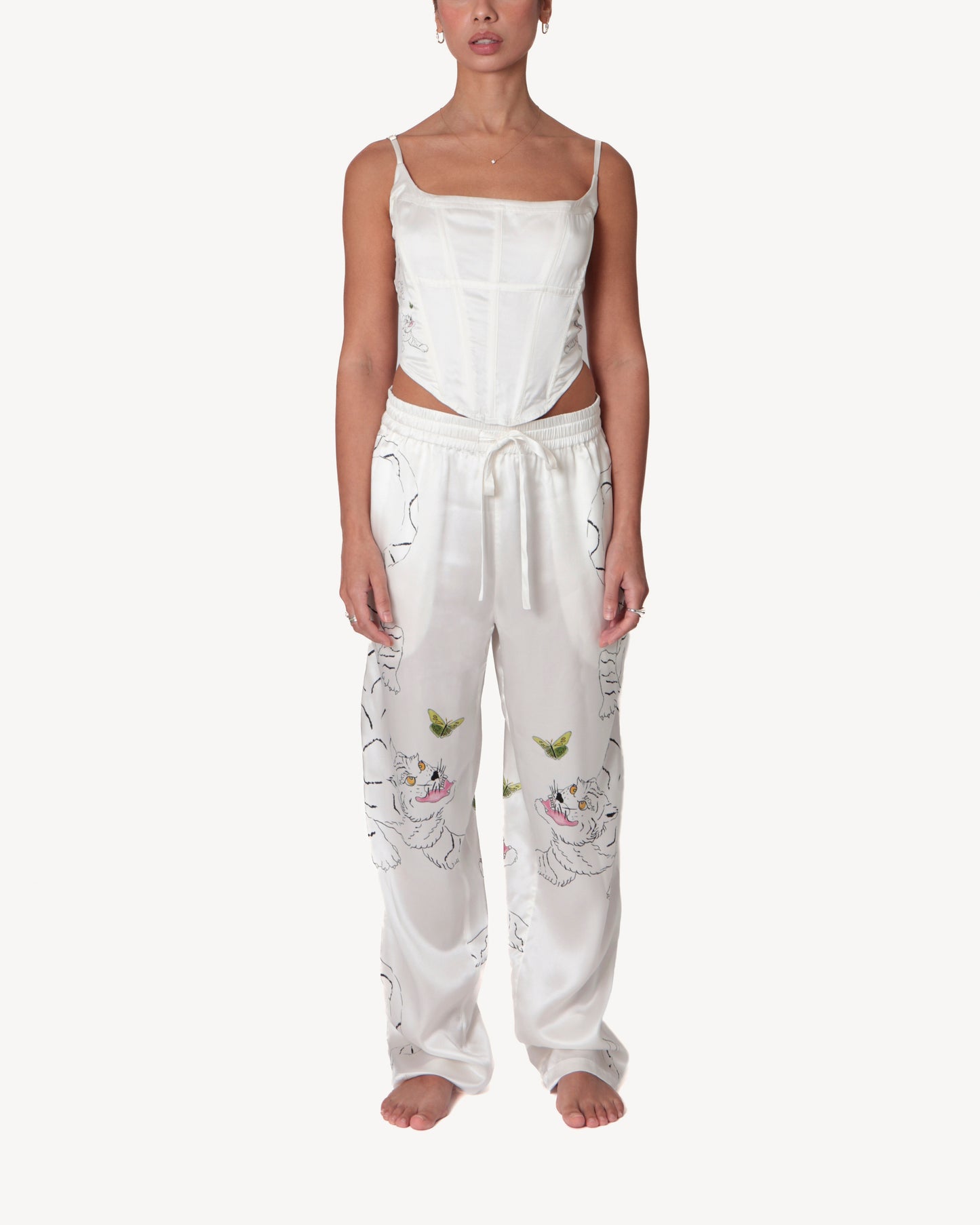 Dido & Tiger, Ivory Silk Satin Corset & Trousers