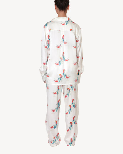 Mushroom Queenie, Ivory Silk Satin Pyjamas