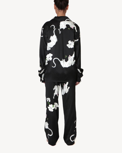 Dido & Tiger, Black Silk Satin Pyjamas