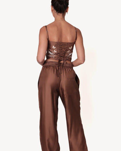 Coco Bunny, Brown Silk Satin Corset