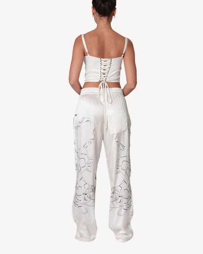 Dido & Tiger, Ivory Silk Satin Corset